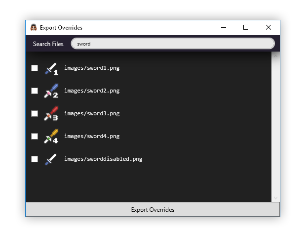 export override screenshot